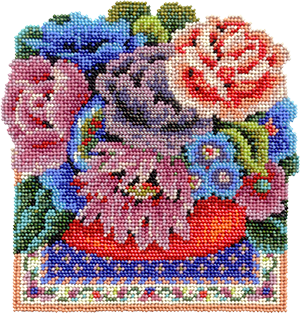 Flower basket beaded needlepoint