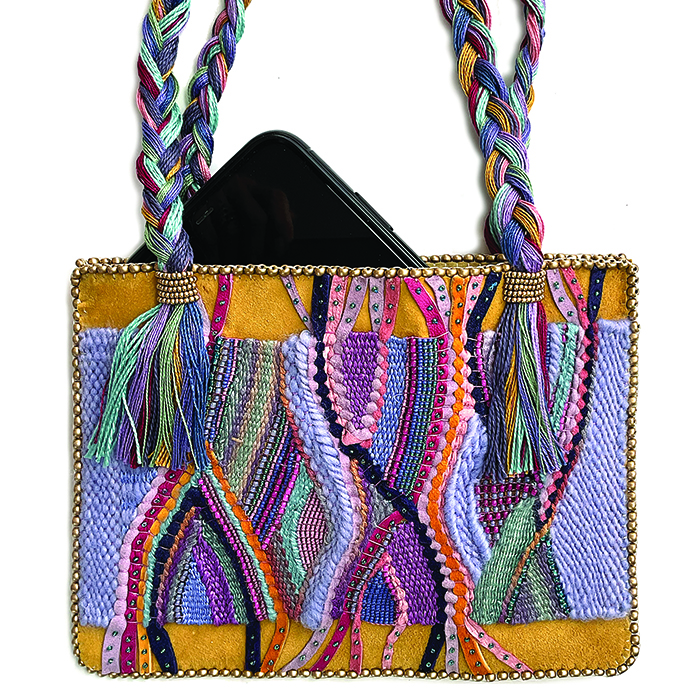 Leather weaving bag